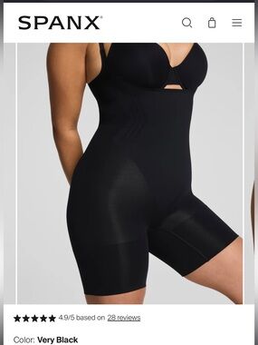 EUC - SPANXsculpt® GoFigure - Open-Bust Mid-Thigh Bodysuit - very black - Large